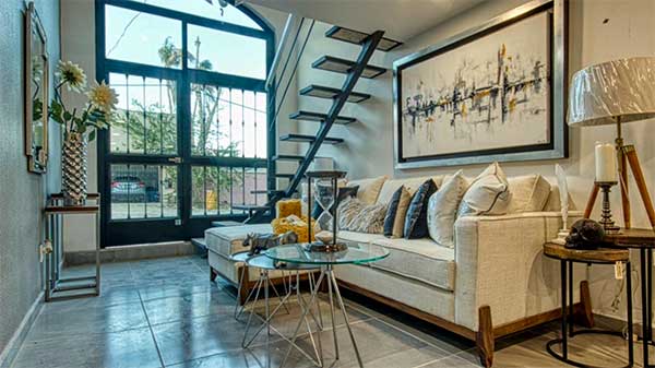 Interior of one bedroom loft condo